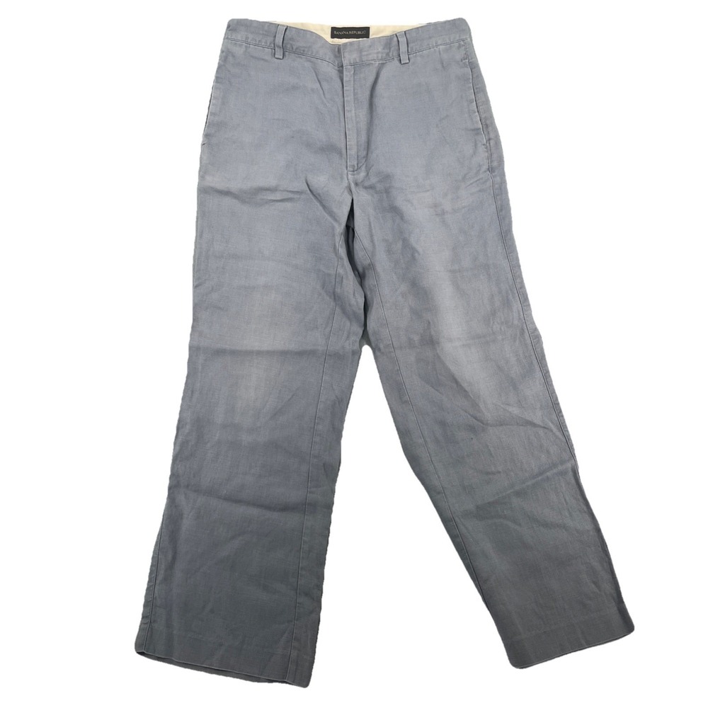 Banana Republic Mens Pants Relaxed Fit 100% Linen Blue Chino 33x31 Made in India